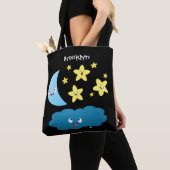 Kute zingsterren, maan en cloud cartoon tote bag (Dichtbij)