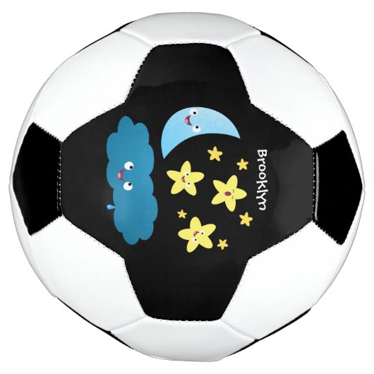 Kute zingsterren, maan en cloud cartoon voetbal (Gedraaid)