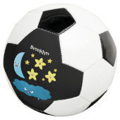 Kute zingsterren, maan en cloud cartoon voetbal (Drie kwart)