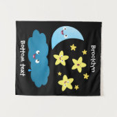 Kute zingsterren, maan en cloud cartoon wandkleed (Voorkant (horizontaal))