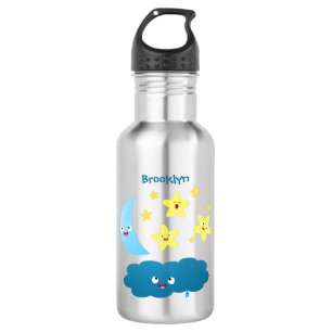 Kute zingsterren, maan en cloud cartoon waterfles
