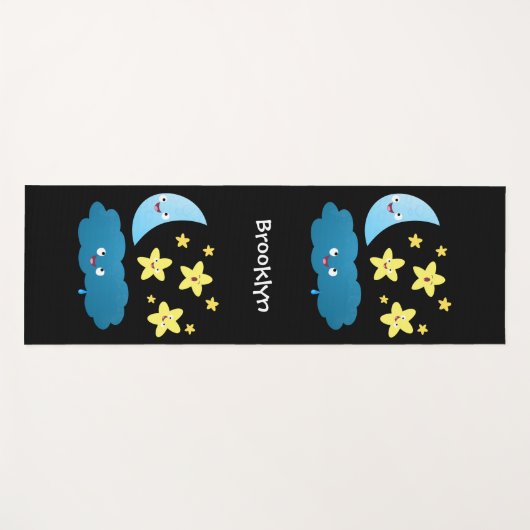 Kute zingsterren, maan en cloud cartoon yogamat (Voorkant (horizontaal))