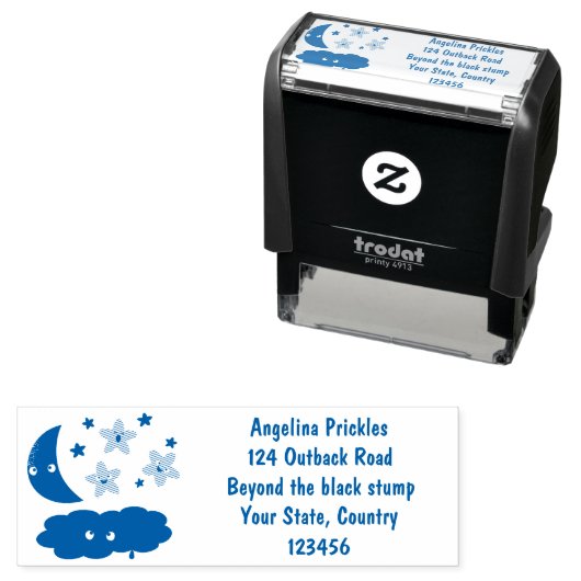 Kute zingsterren, maan en cloud cartoon  zelfinktende stempel (In situ)