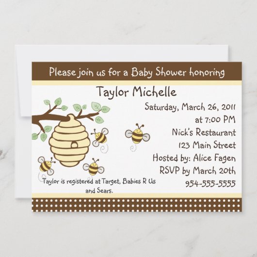 Kute zoals Can Bee Baby shower Invitation Kaart (Voorkant)