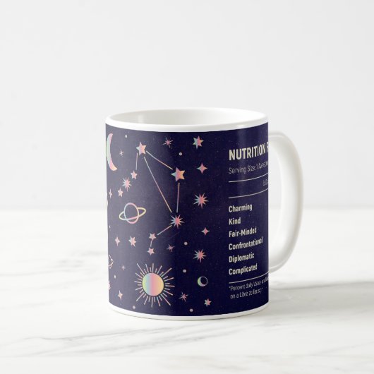 Kute Zodiac Libra Nutritional Facts Wrap Koffiemok (Voorkant rechts)