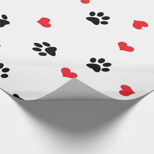 Kute, zoet, zwart, rood hartpatroon cadeaupapier (Hoek)