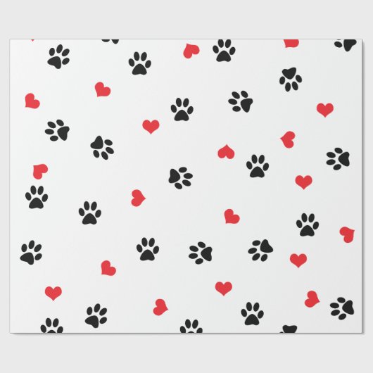 Kute, zoet, zwart, rood hartpatroon cadeaupapier (Vlak)