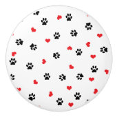 Kute, zoet, zwart, rood hartpatroon keramische knop (Voorkant)