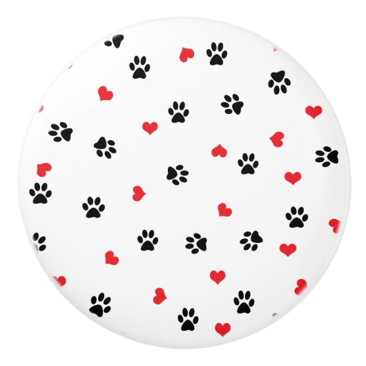 Kute, zoet, zwart, rood hartpatroon keramische knop (Voorkant)