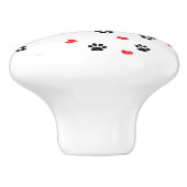 Kute, zoet, zwart, rood hartpatroon keramische knop (Zijkant)