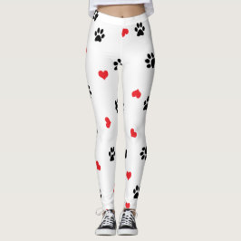 Kute, zoet, zwart, rood hartpatroon leggings