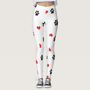 Kute, zoet, zwart, rood hartpatroon leggings