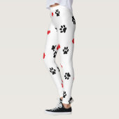 Kute, zoet, zwart, rood hartpatroon leggings (Links)