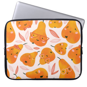 Kute zomer naadloos met oranje peren. Fu Laptop Sleeve