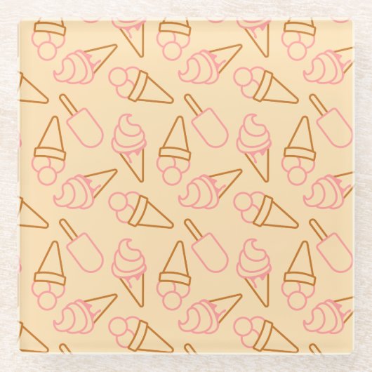 Kute zomerfood met omtrek-ijscontouren glazen onderzetter (Voorkant)