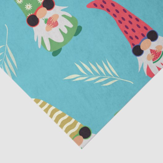 Kute zomergnomen met vruchtpatroon tissuepapier (Detail)