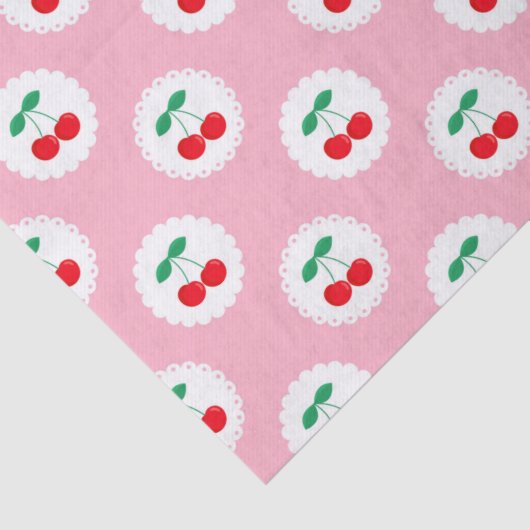 Kute  zomerroze, witte en rode kersen tissuepapier (Detail)