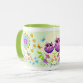 Kute zomeruil, bloemen en mok van de douanenaam (Voorkant links)