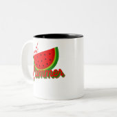 Kute zomervakantie Vacay Mode chil watermeloen Tweekleurige Koffiemok (Voorkant links)