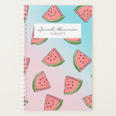 Kute zomerwatermeloenpatroonpastelroze en blauw planner (Voorkant)