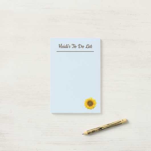 Kute zonnebloem om lijst te doen post-it® notes (Op bureau)