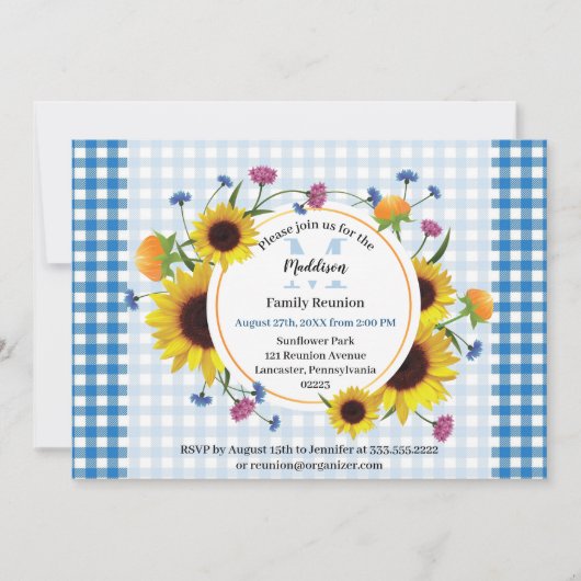 Kute, zonnebloempjes met gezinshereniging kaart (Voorkant)