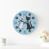 Kute zwarte en witte katten en schilderafdrukken o grote klok (Huis)