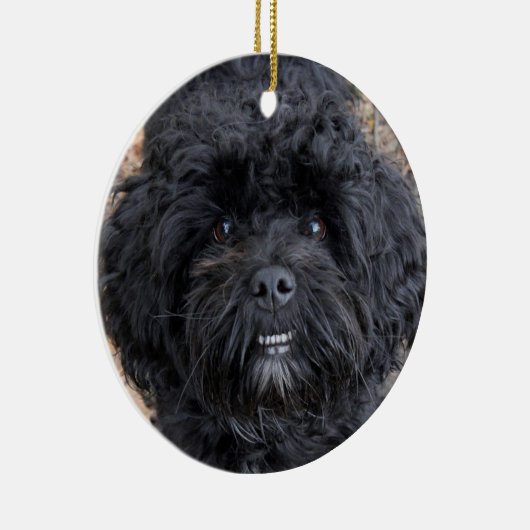 Kute zwarte hond, keramisch ornament (Rechts)