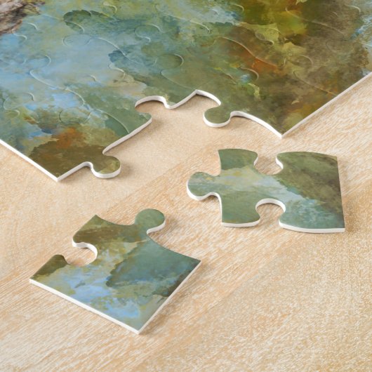 Kute zwarte kat in boom - fijne kunstpuzzel legpuzzel (Zijkant)