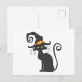 Kute zwarte kat in een heks pet - Kies achtergrond Briefkaart (Voorkant / Achterkant)