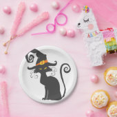 Kute zwarte kat in een heks pet - Kies achtergrond Papieren Bordje (Feest)