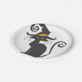 Kute zwarte kat in een heks pet - Kies achtergrond Papieren Bordje (Gekanteld)