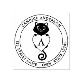 Kute zwarte kat met hartmonogram rubberstempel (Afrduk)