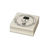 Kute zwarte kat met hartmonogram rubberstempel (Stempel)