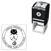 Kute zwarte kat met hartmonogram zelfinktende stempel (In situ)