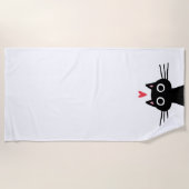 Kute zwarte kat met hartslaghanddoek strandlaken (Voorkant)