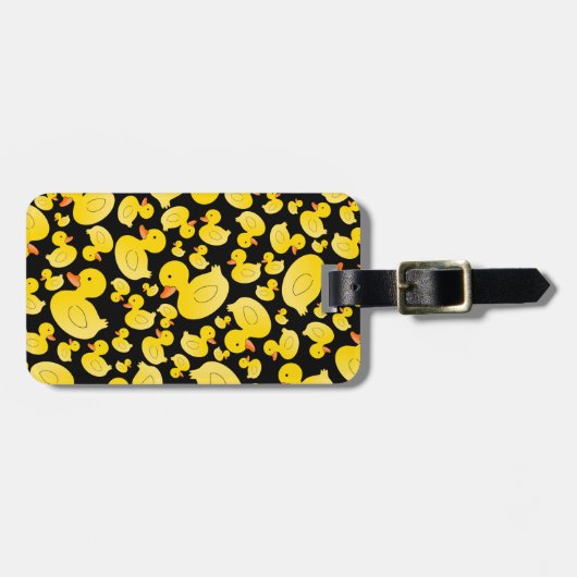 Kute zwarte rubbereenden bagagelabel (Voorkant horizontaal)