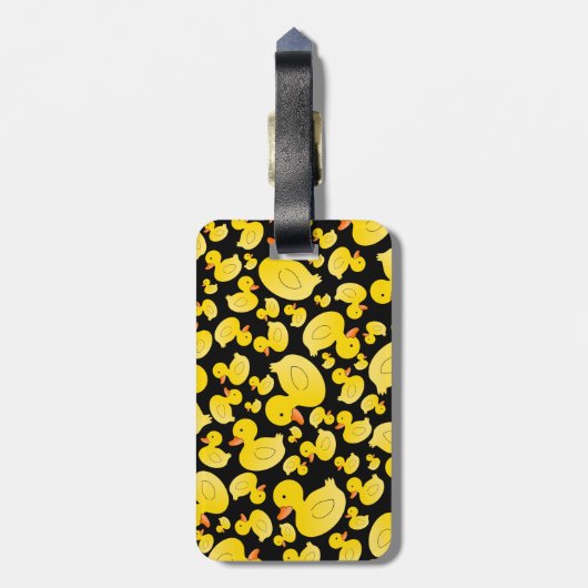 Kute zwarte rubbereenden bagagelabel (Achterkant verticaal)