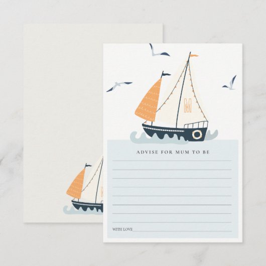 Kute zweefboot advies voor Baby shower Informatiekaartje (Voorkant / Achterkant)