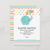 Kutelfant Baby shower Diaper Raffle Ticket Kaart (Voorkant / Achterkant)