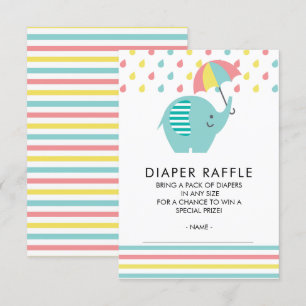 Kutelfant Baby shower Diaper Raffle Ticket Kaart