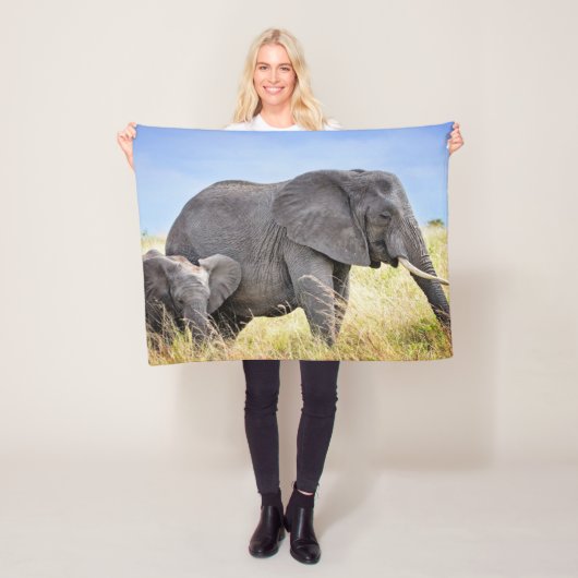 Kutest Baby Animals | Afrikaanse olifant en moeder Fleece Deken (In situ)