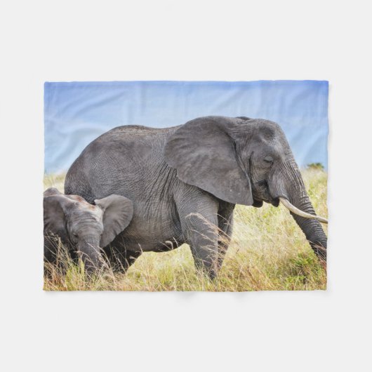 Kutest Baby Animals | Afrikaanse olifant en moeder Fleece Deken (Voorkant (Horizontaal))