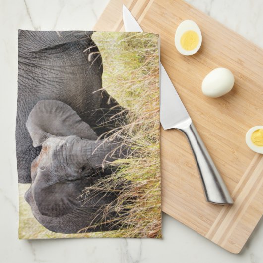 Kutest Baby Animals | Afrikaanse olifant en moeder Theedoek (Quarter Fold)