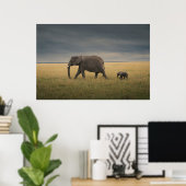 Kutest Baby Animals | Afrikaanse olifantenfamilie Poster (Thuiskantoor)
