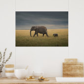 Kutest Baby Animals | Afrikaanse olifantenfamilie Poster (Keuken)