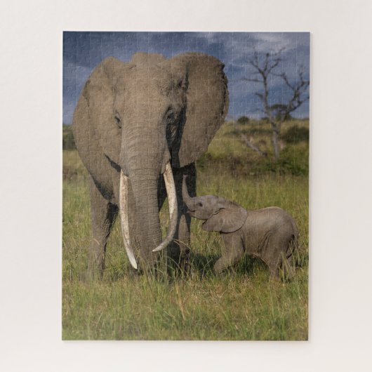 Kutest Baby Animals | Amama-olifant met Baby Legpuzzel (Verticaal)