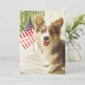 Kutest Baby Animals | Amerikaanse vlag Corgi Bedankkaart (Staand voorkant)