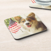 Kutest Baby Animals | Amerikaanse vlag Corgi Bier Onderzetter (Linkerzijde)
