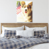 Kutest Baby Animals | Amerikaanse vlag Corgi Canvas Afdruk (Insitu (Slaapkamer))